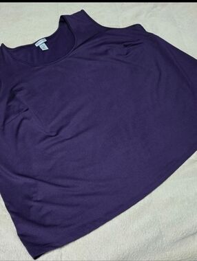 Catherines Tank Top Stretch Jersey Knit Plain Basic Pullover Purple 5X 34-36